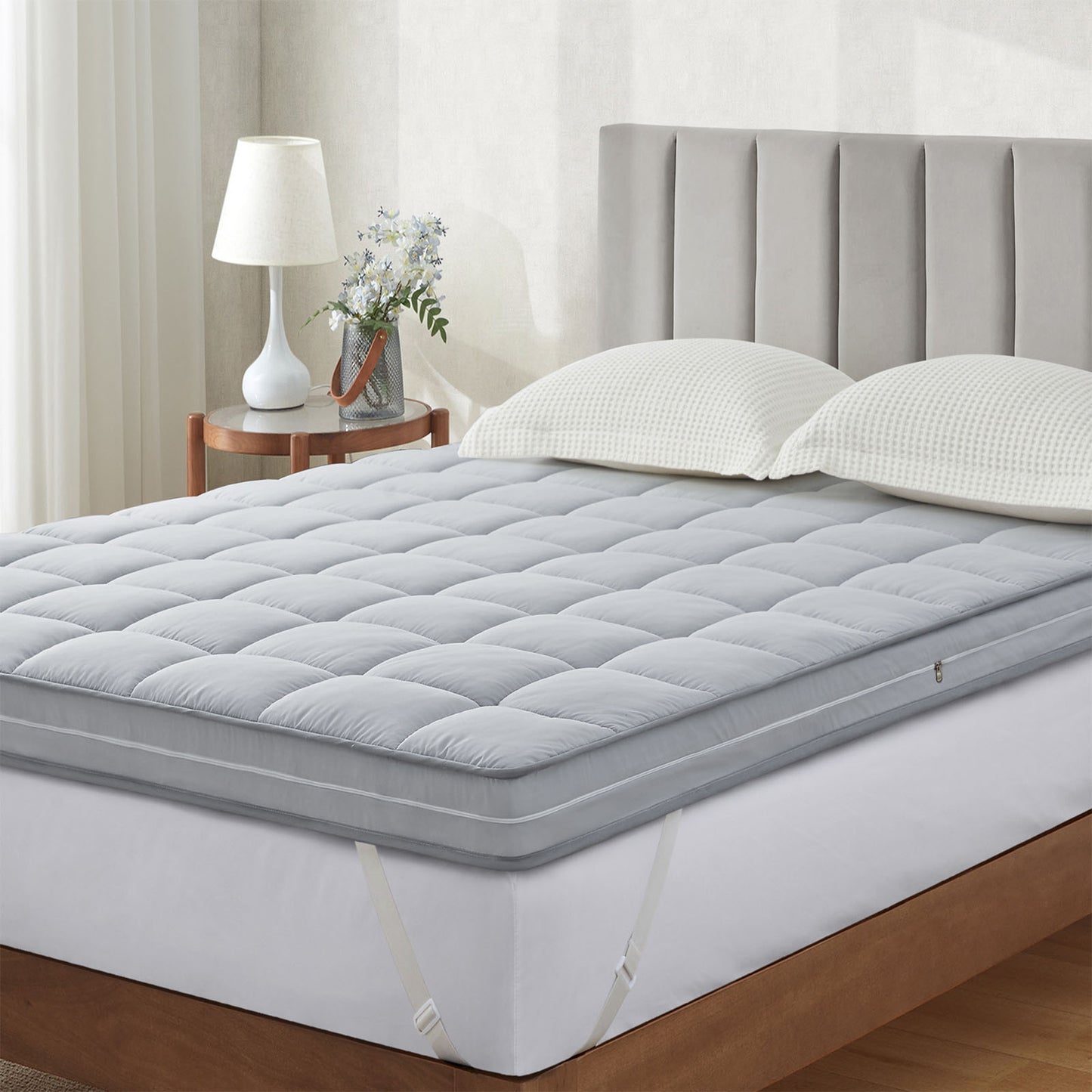 Jamdok Queen Size Dual Layer 3 Inch Firm Gel Memory Foam Mattress Topper For Back Pain