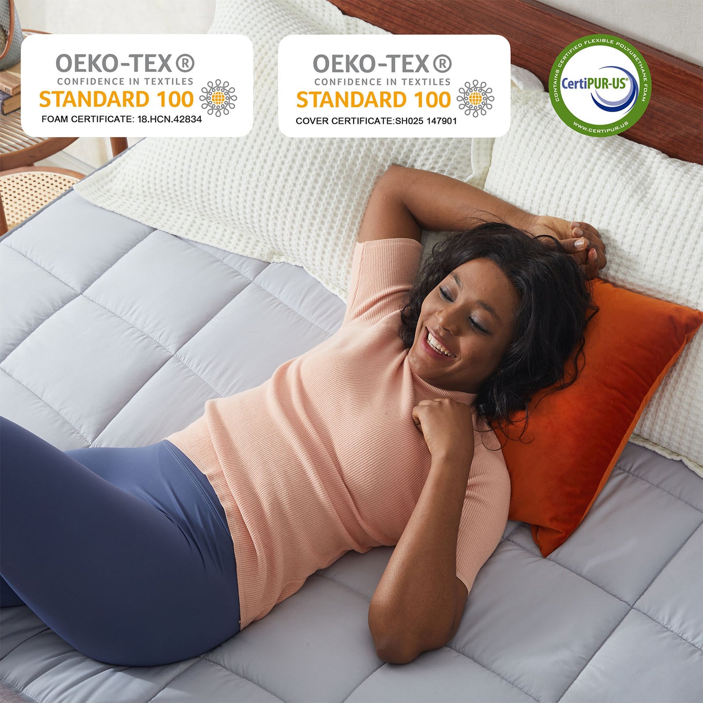 Jamdok Queen Size Dual Layer 3 Inch Firm Gel Memory Foam Mattress Topper For Back Pain
