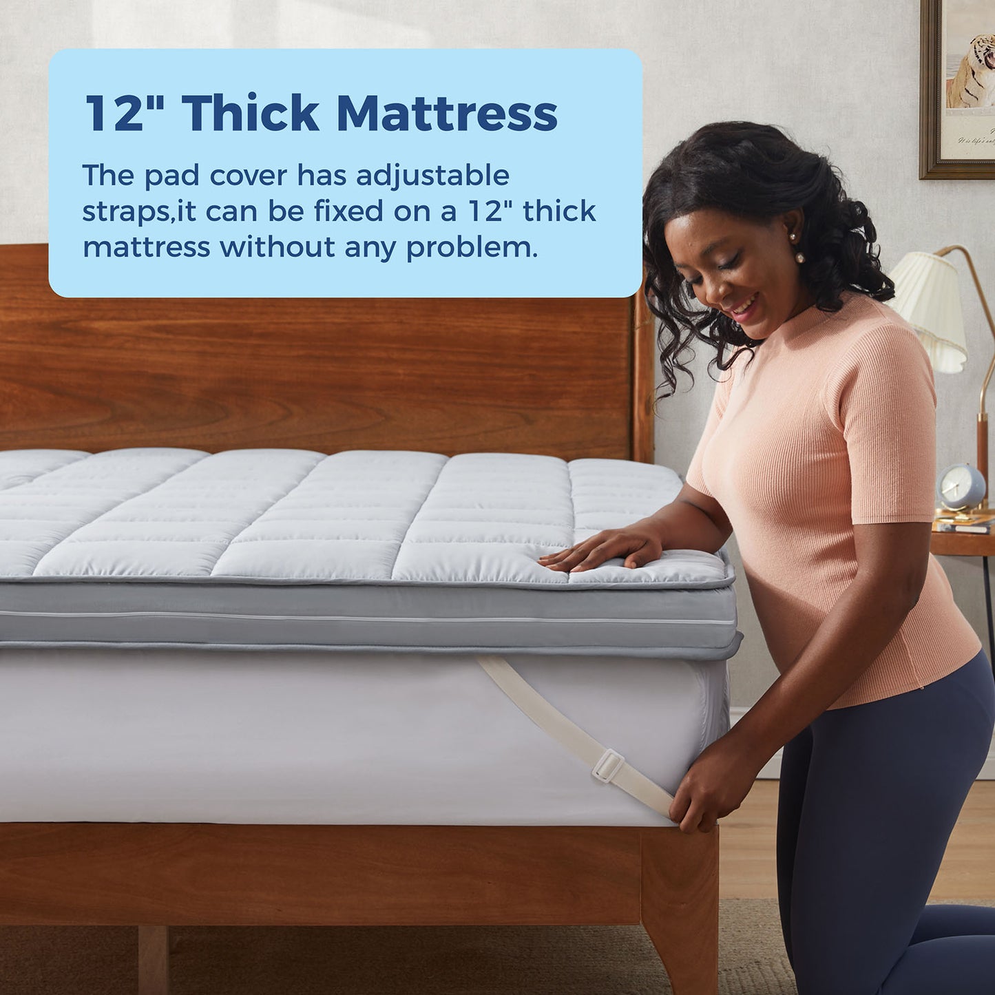 Jamdok Queen Size Dual Layer 3 Inch Firm Gel Memory Foam Mattress Topper For Back Pain