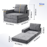 Jamdok Convertible Folding Sofa Bed,Gray