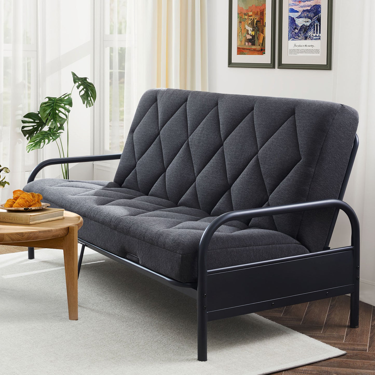 Jamdok 6" Full Size Pillow Top Futon Mattress(Frame Not Included), Gel Memory Foam, Removable Cover