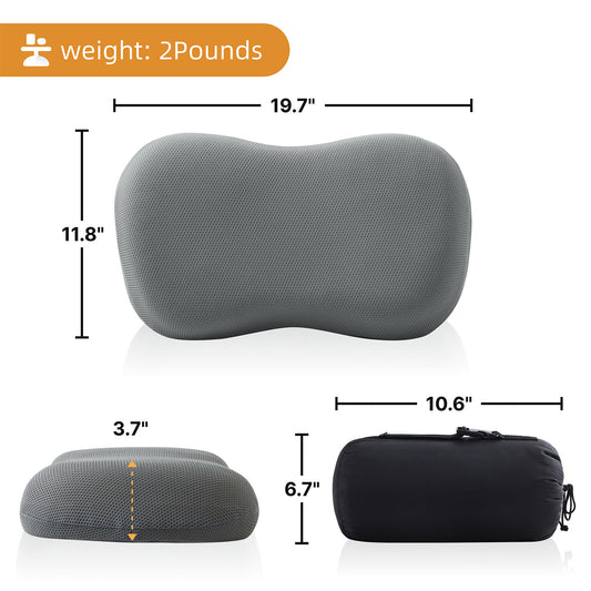 Jamdok Silicone Camping Pillow ,Entire Washable And Sun Dryable, Cool & Breathable Mesh Cover, Adjustable Height,Travel Pillow For Backpacking, Airplane,Car,Compressible Medium Firm