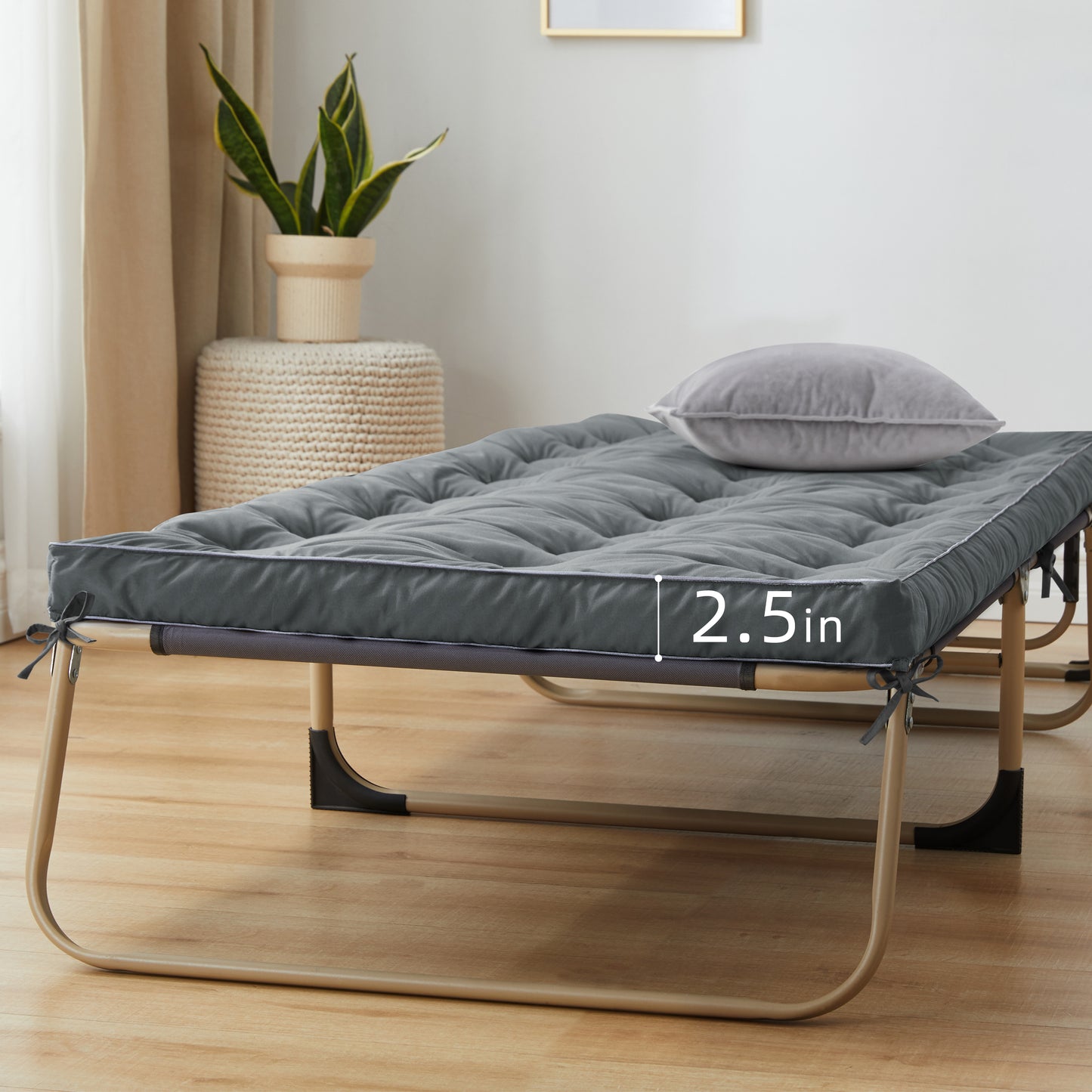 Cot Mattress Topper for Camp Cot/Rv Bunk/Narrow Twin Beds(75”X30”),Thickened Quilted Cot Pad,Lightweight Foldable Sleeping Mat for Traveling Hiking Backpacking,Portable