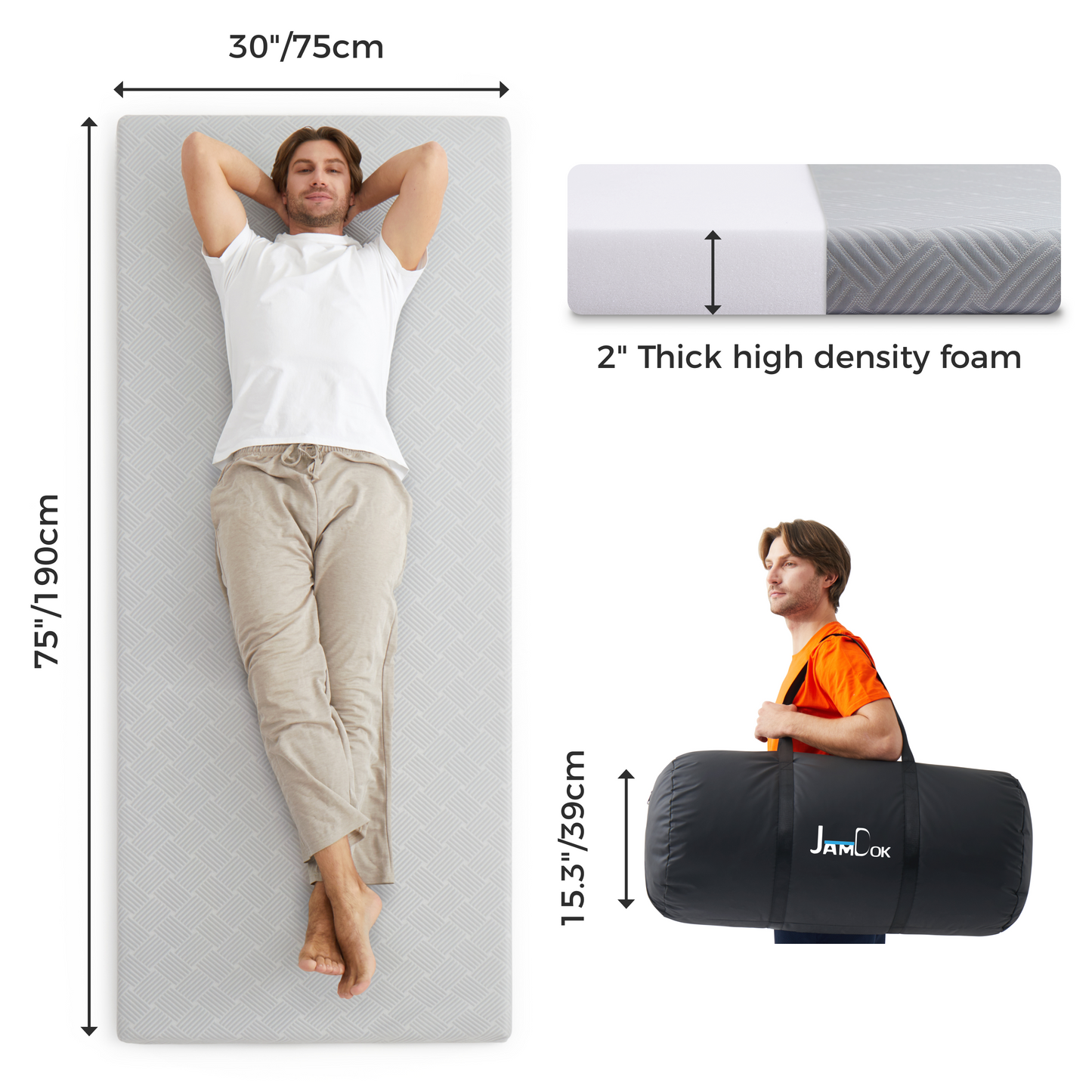 Jamdok Cooling Foam Camping Mattress and Cooling Comforter Set for Hot Sleeper,Cot Mattress Topper,Waterproof Sleeping Pad with Carry Bag,Summer Camping, Hiking,Car,Tent,Outdoor Use