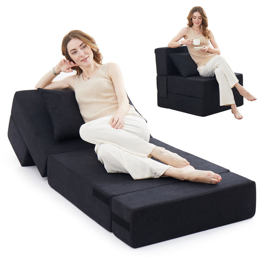 Jamdok Multifunctional Convertible Folding Sofa Bed Chair, Single Size Foldable Mattress Sleeper with Pillow, Floor Lounge for for Living Room