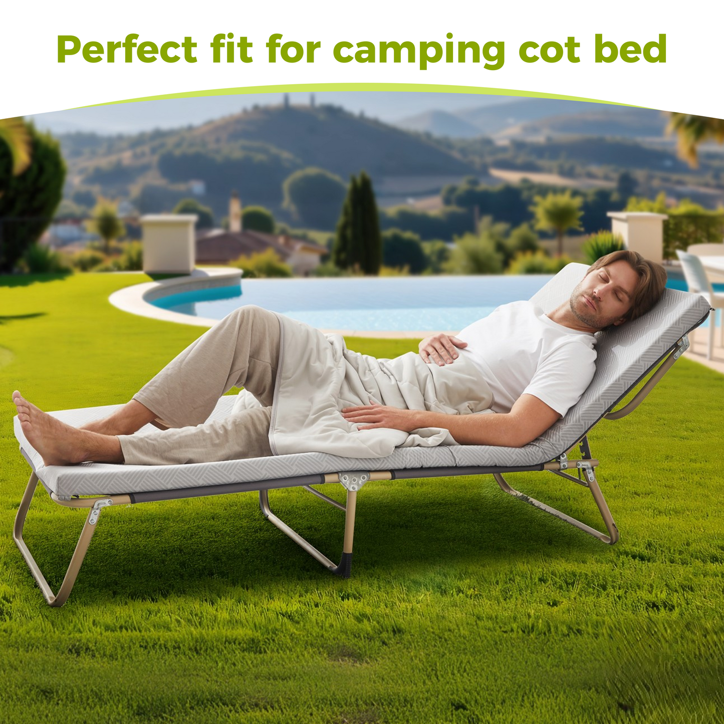 Jamdok Cooling Foam Camping Mattress and Cooling Comforter Set for Hot Sleeper,Cot Mattress Topper,Waterproof Sleeping Pad with Carry Bag,Summer Camping, Hiking,Car,Tent,Outdoor Use