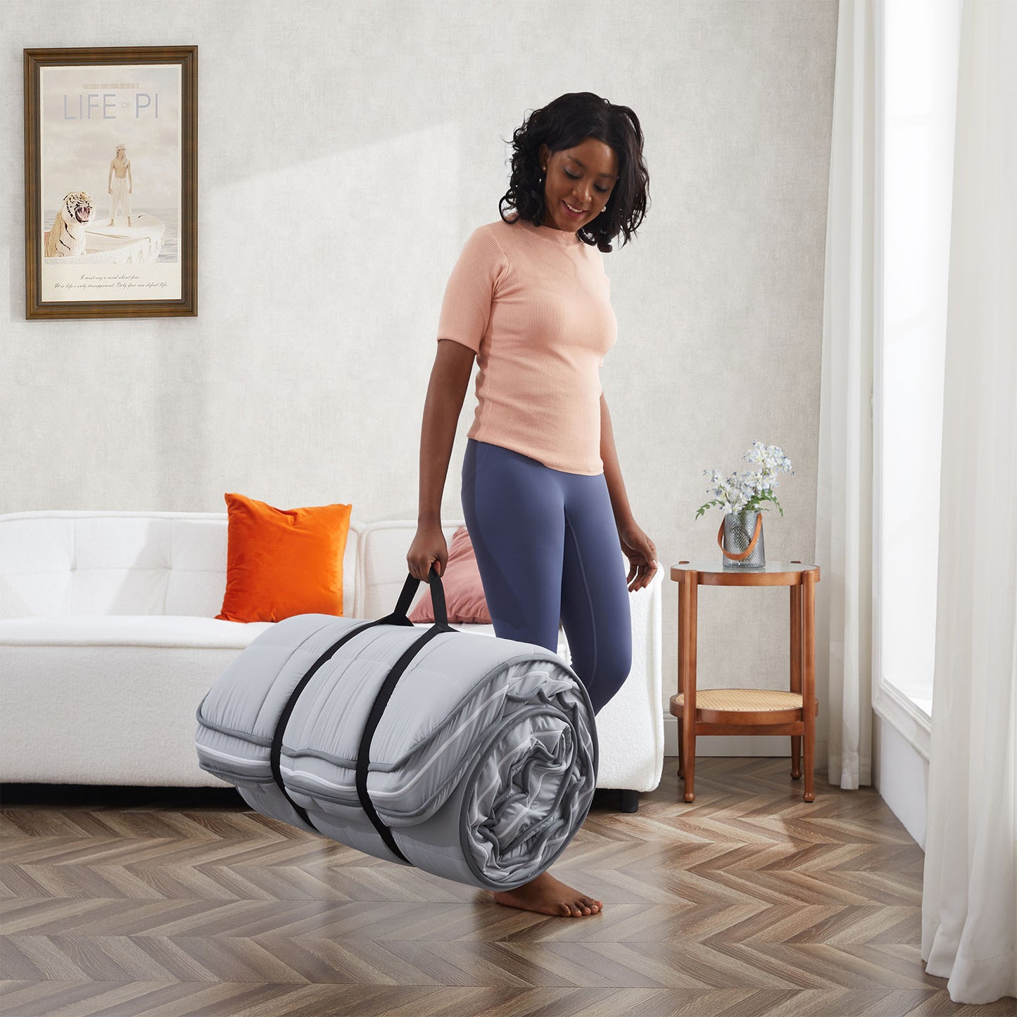Jamdok 4Inch cot mattress topper,3 layer stucture,gel memory foam