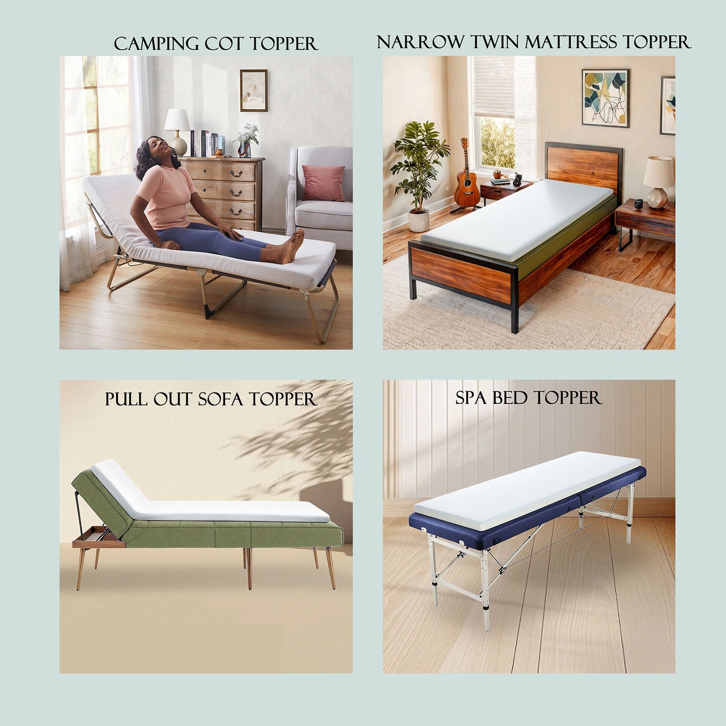 Jamdok Cot Mattress Topper,Narrow Twin Gel Memory Foam Mattress Topper for Camping Cot,Sofa Bed