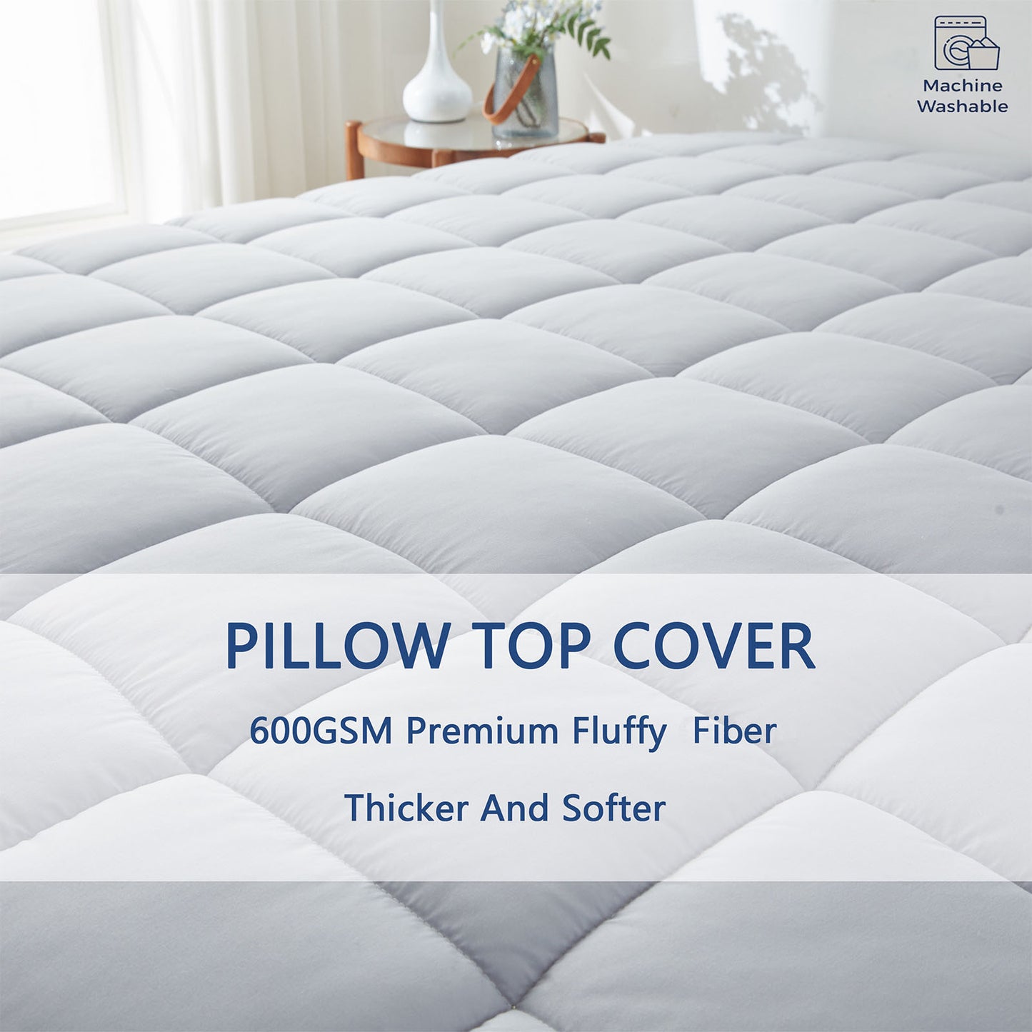 Jamdok Queen Size Dual Layer 3 Inch Firm Gel Memory Foam Mattress Topper For Back Pain