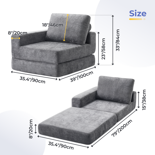 Jamdok Convertible Folding Sofa Bed,Gray