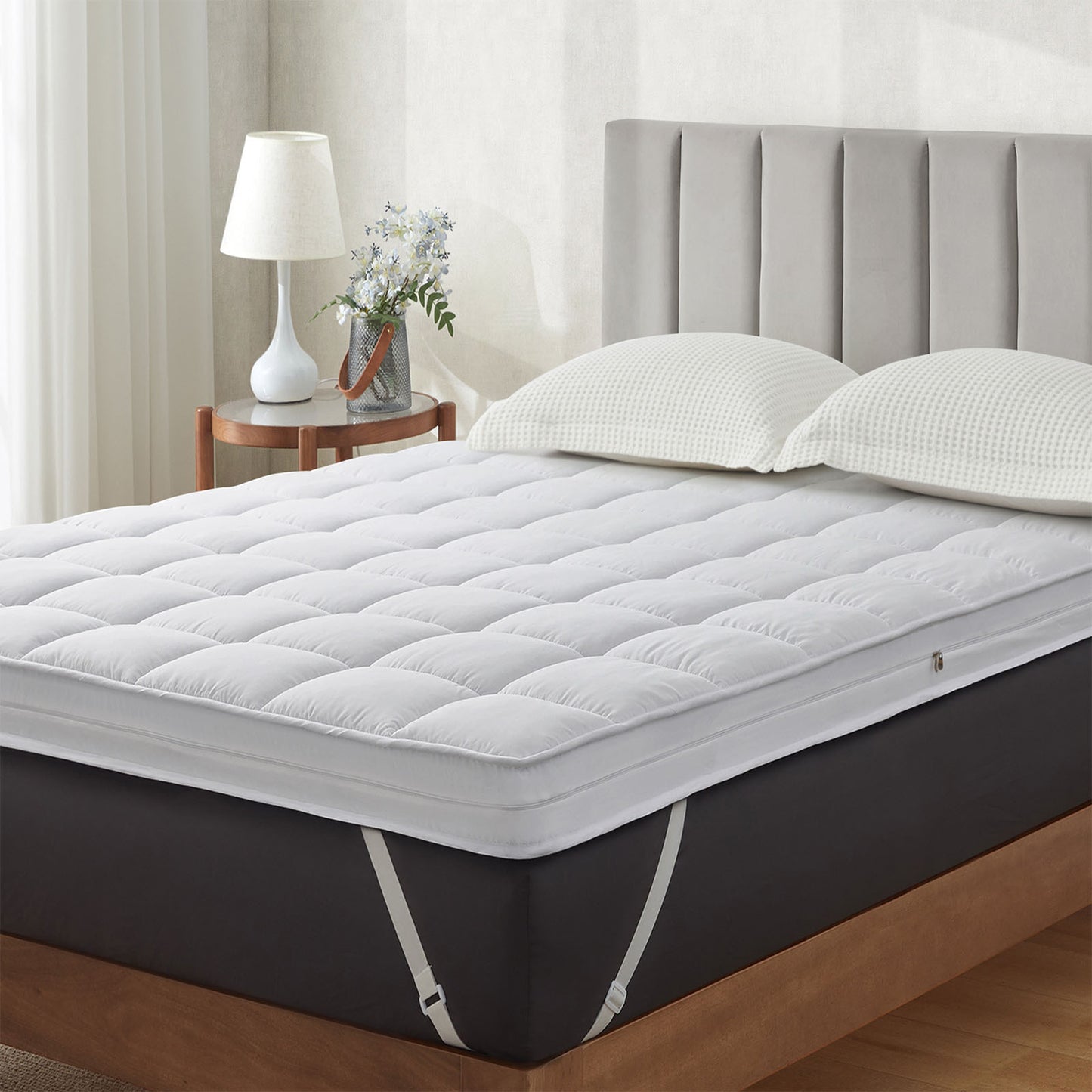 Jamdok Queen Size Dual Layer 3 Inch Firm Gel Memory Foam Mattress Topper For Back Pain