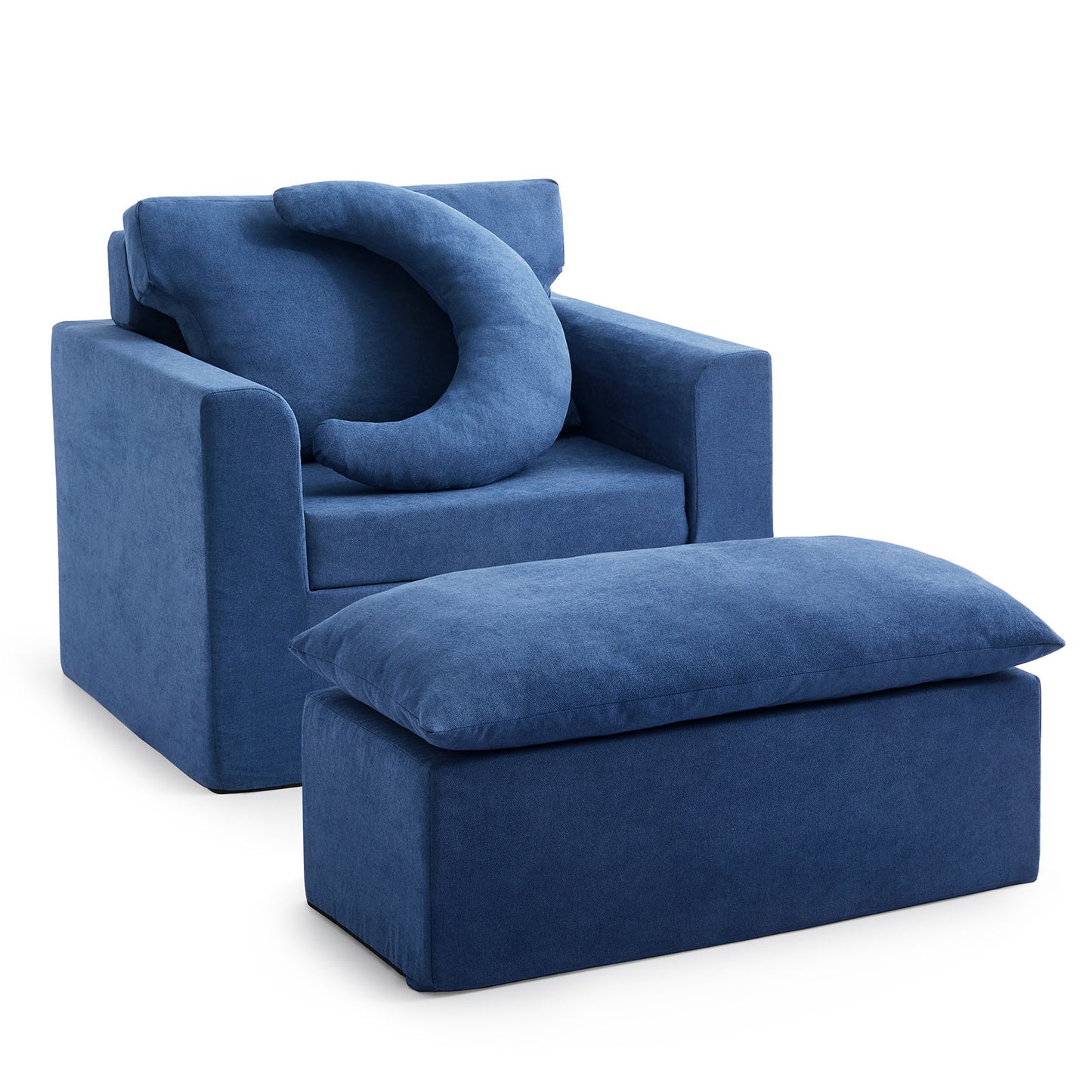 Jamdok Chenille Foam Reading Recliner Chair With Ottoman,No Assembly Required