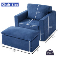 Jamdok Chenille Foam Reading Recliner Chair With Ottoman,No Assembly Required