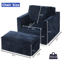 Jamdok Chenille Foam Reading Recliner Chair With Ottoman,No Assembly Required