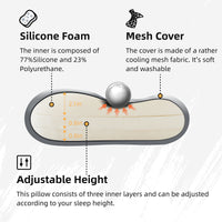 Jamdok Silicone Camping Pillow ,Entire Washable And Sun Dryable, Cool & Breathable Mesh Cover, Adjustable Height,Travel Pillow For Backpacking, Airplane,Car,Compressible Medium Firm