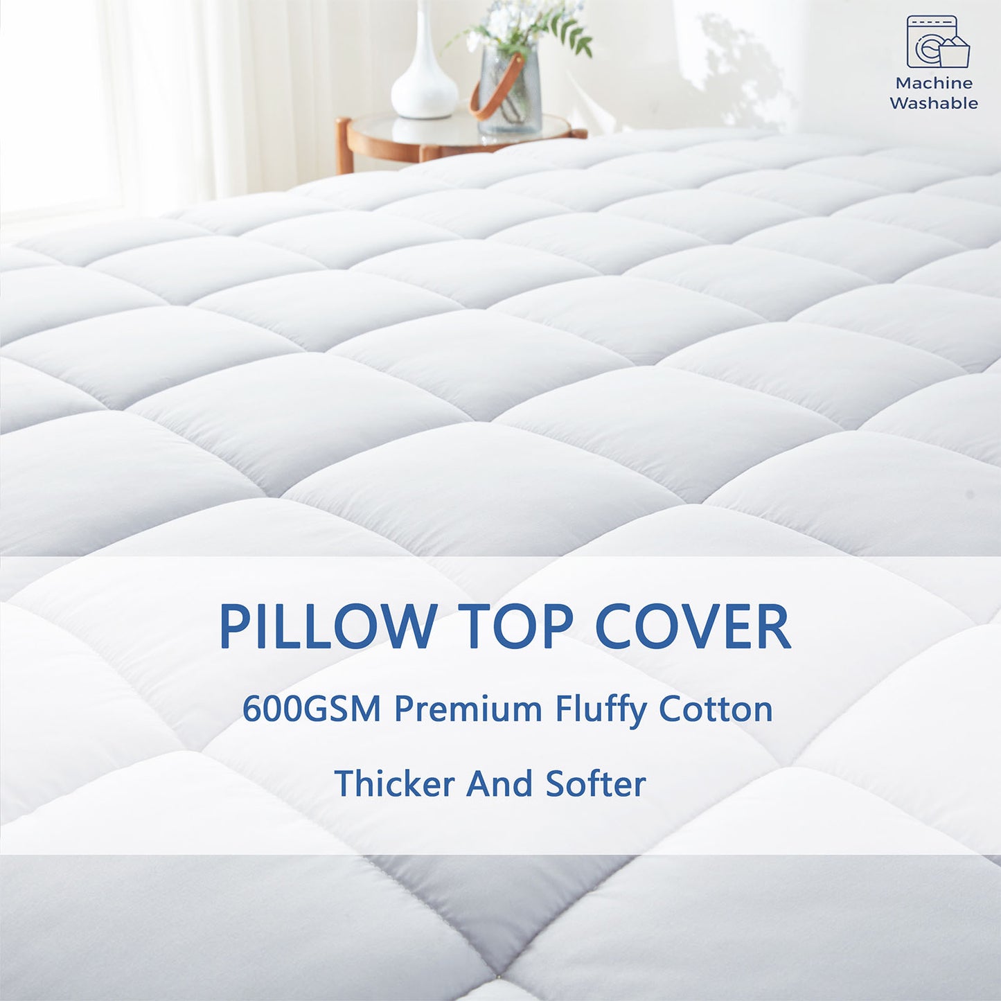 Jamdok Queen Size Dual Layer 3 Inch Firm Gel Memory Foam Mattress Topper For Back Pain