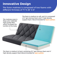 Jamdok 6" Full Size Pillow Top Futon Mattress(Frame Not Included), Gel Memory Foam, Removable Cover