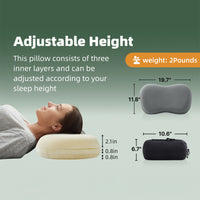 Jamdok Silicone Camping Pillow ,Entire Washable And Sun Dryable, Cool & Breathable Mesh Cover, Adjustable Height,Travel Pillow For Backpacking, Airplane,Car,Compressible Medium Firm