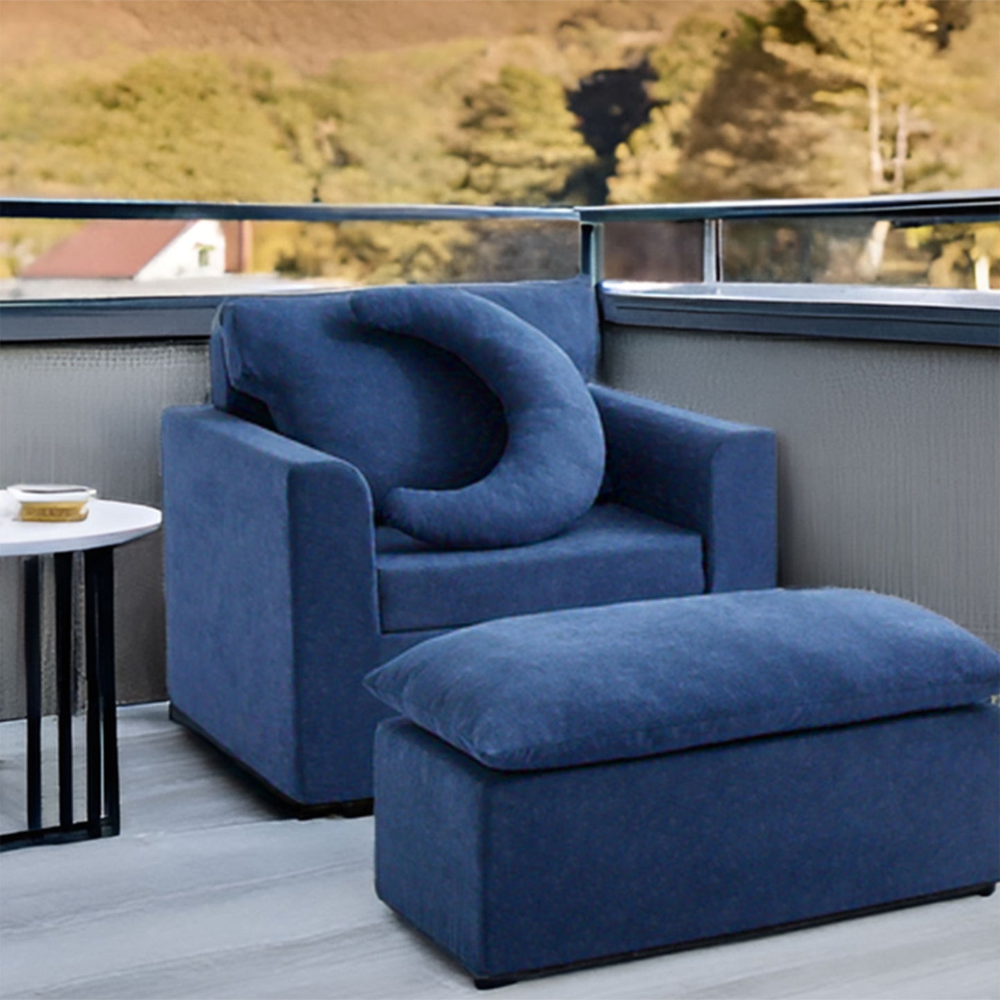 Jamdok Chenille Foam Reading Recliner Chair With Ottoman,No Assembly Required