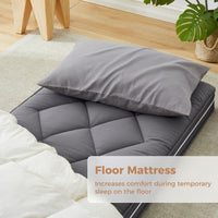 Jamdok 4Inch Floor Mattress,3 Layer Structure Cot Mattress Topper,Gel Memory Foam,Removable Thickened Cover (Dark Gray)