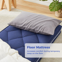 Jamdok 4Inch Floor Mattress,3 Layer Structure Cot Mattress Topper,Gel Memory Foam,Removable Thickened Cover (Blue)