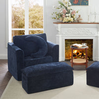 Jamdok Chenille Foam Reading Recliner Chair With Ottoman,No Assembly Required