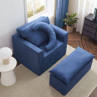 Jamdok Chenille Foam Reading Recliner Chair With Ottoman,No Assembly Required
