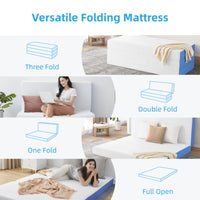 Jamdok 6 Inch Queen Foldable Mattress,Gel Infused Memory Foam Trifold Mattress with Carry Bag, Washable Cover,Floor Mattress for Guest, RV Mattress,Portable
