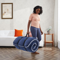 Jamdok 4Inch Floor Mattress,3 Layer Structure Cot Mattress Topper,Gel Memory Foam,Removable Thickened Cover (Blue)