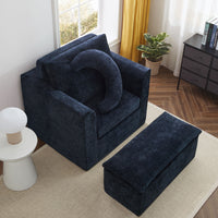 Jamdok Chenille Foam Reading Recliner Chair With Ottoman,No Assembly Required